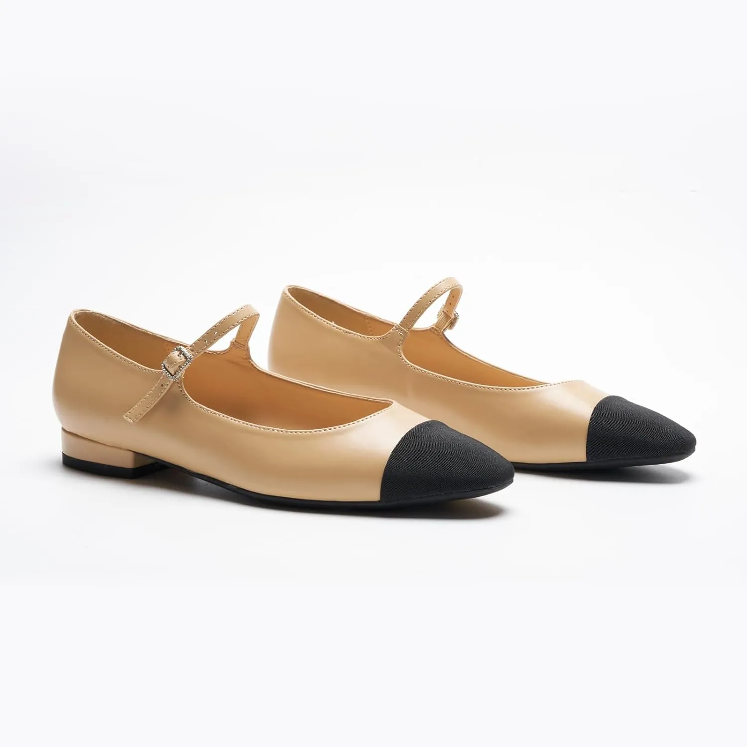 C. Paravano Women's Mary Jane Flats | Almond Toe Leather Ballet Flats with Adjustable Strap, Dressy and Casual Shoes for Office,Travel,Bridal, Church,Business Meetings & Daily Wear