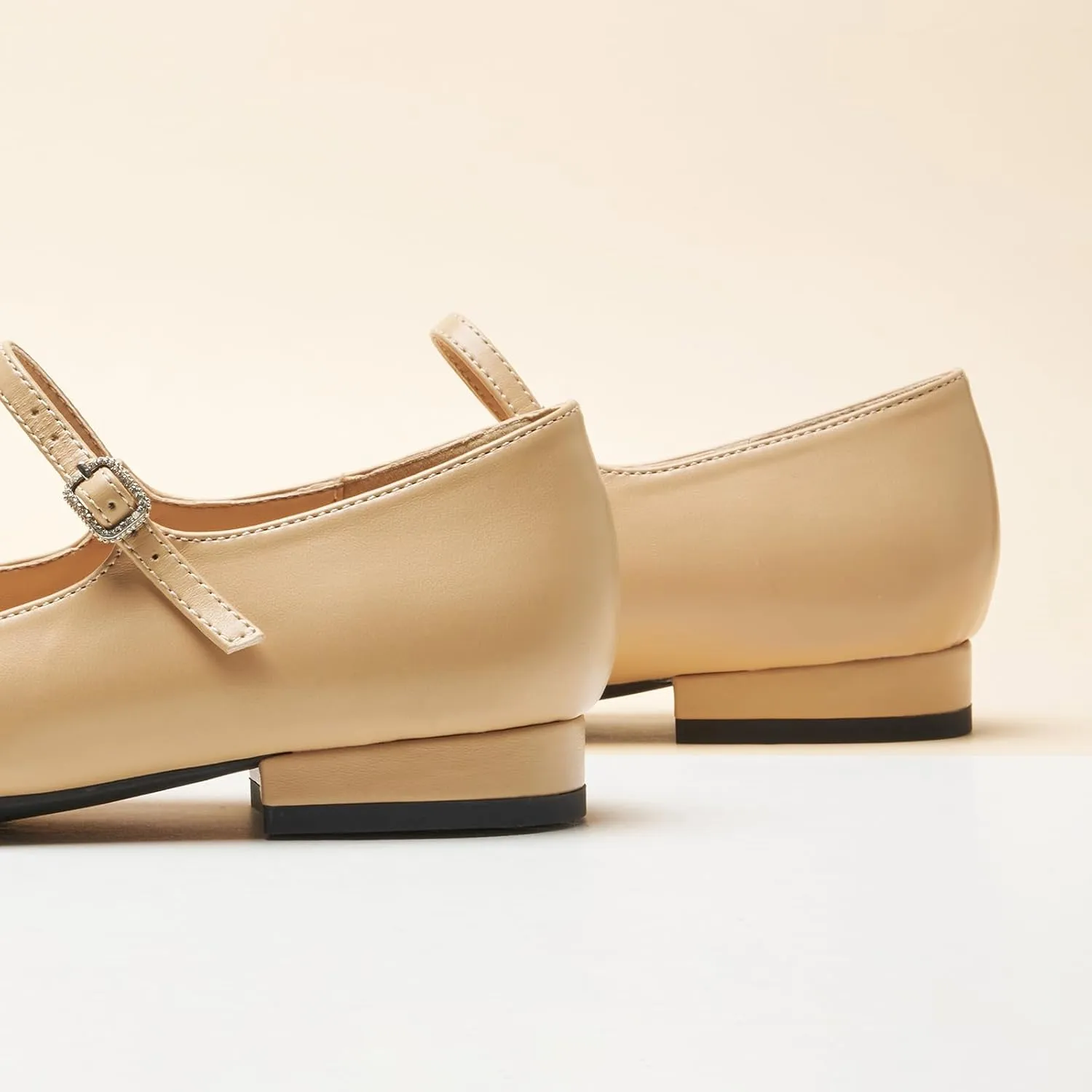 C. Paravano Women's Mary Jane Flats | Almond Toe Leather Ballet Flats with Adjustable Strap, Dressy and Casual Shoes for Office,Travel,Bridal, Church,Business Meetings & Daily Wear