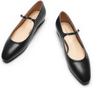 C. Paravano Women's Mary Jane Flats | Round Toe Leather Ballet Flats with Adjustable Strap, Dressy and Casual Shoes for Office,Travel,Bridal & Daily Wear