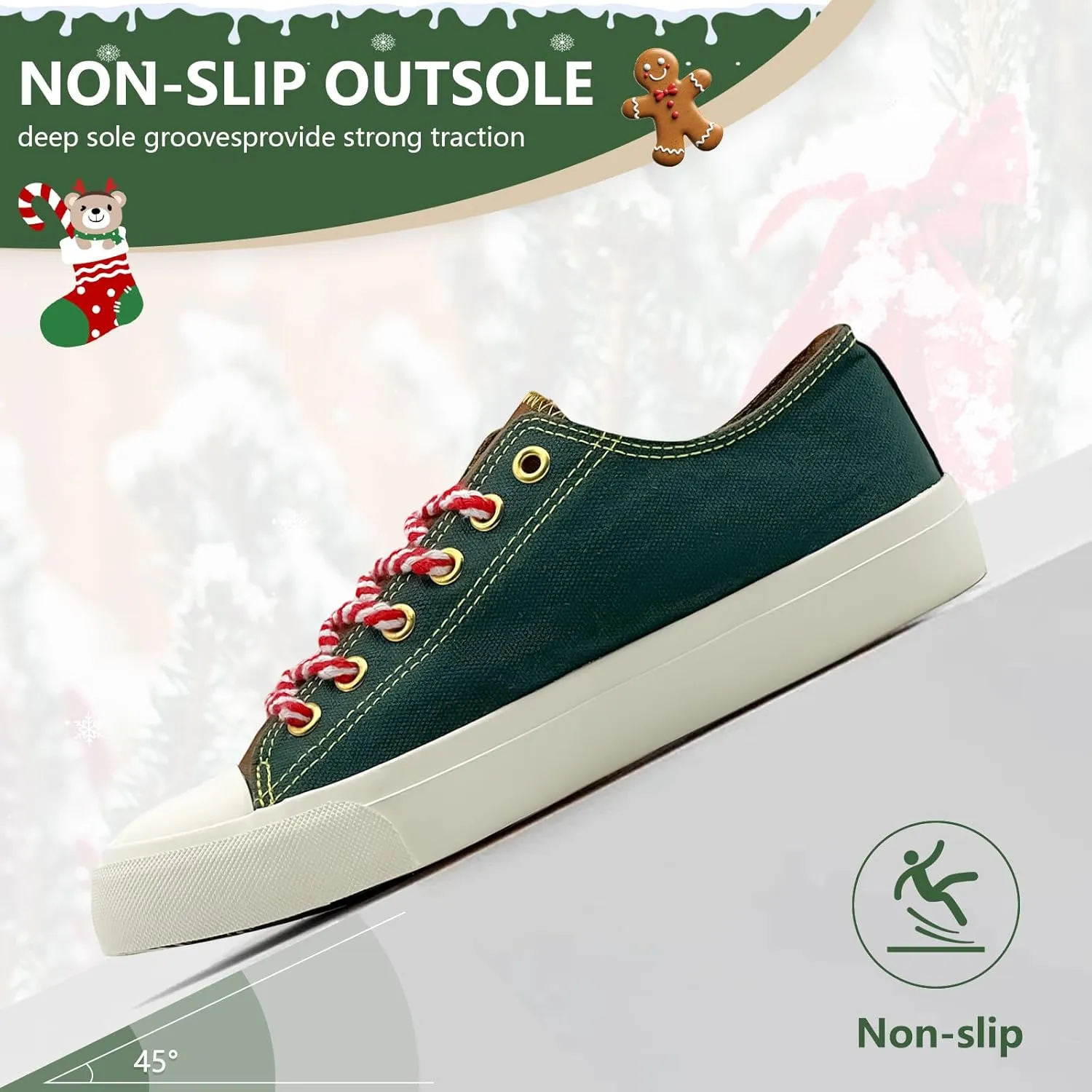 Canvas Shoes for Women Men Sneakers Fashion High Low Tops Christmas Shoes Classic Casual Tennis Running Walking Santa Shoes Unisex