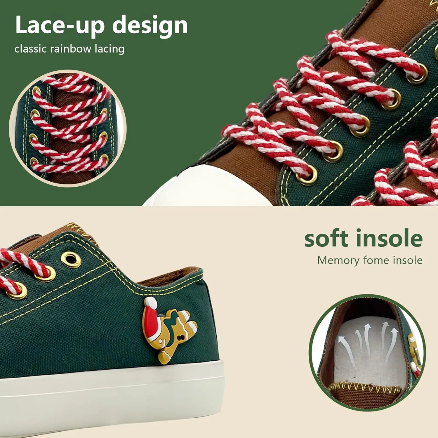 Canvas Shoes for Women Men Sneakers Fashion High Low Tops Christmas Shoes Classic Casual Tennis Running Walking Santa Shoes Unisex
