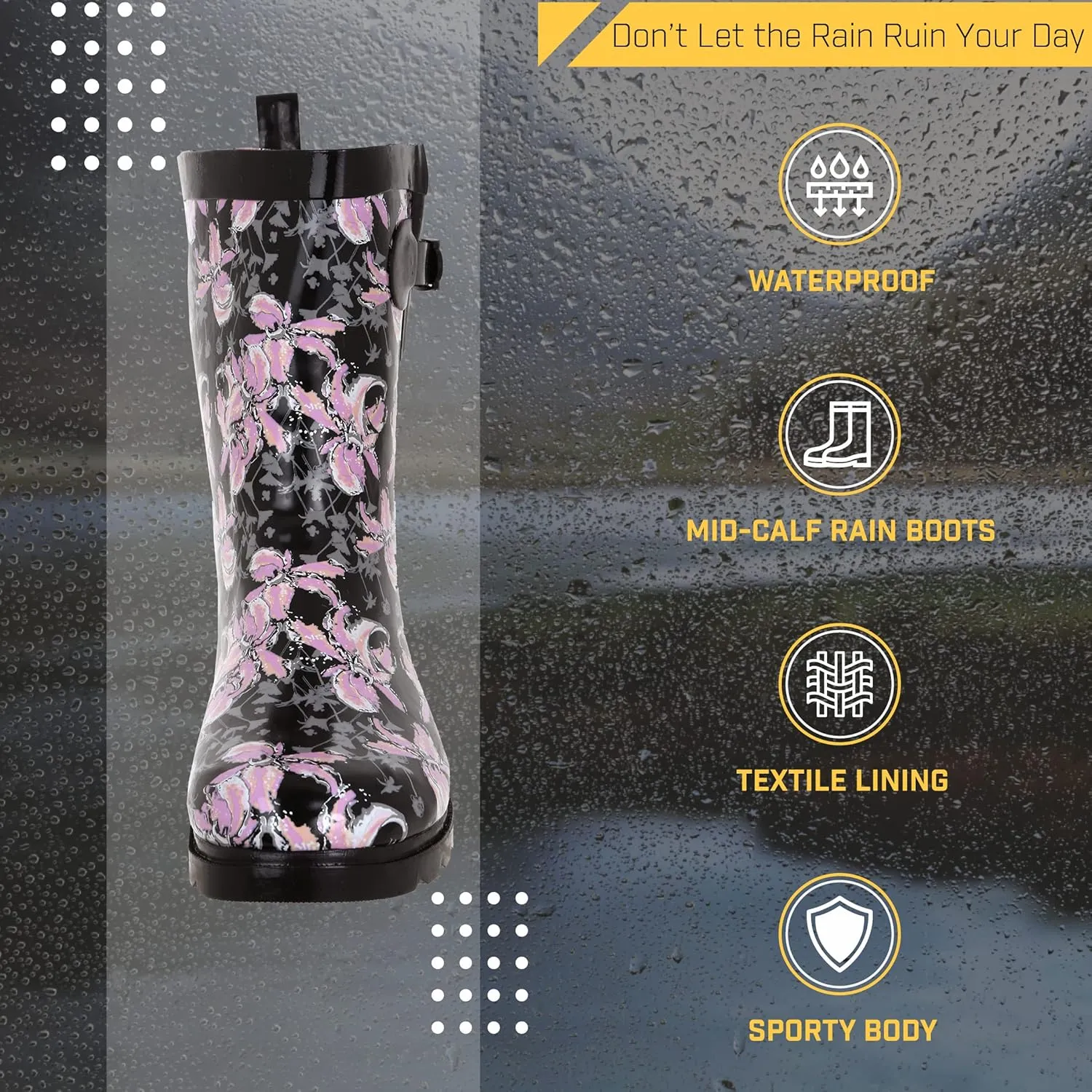 Capelli New York Ladies Mid-Calf Cozy Lined Rain Boots