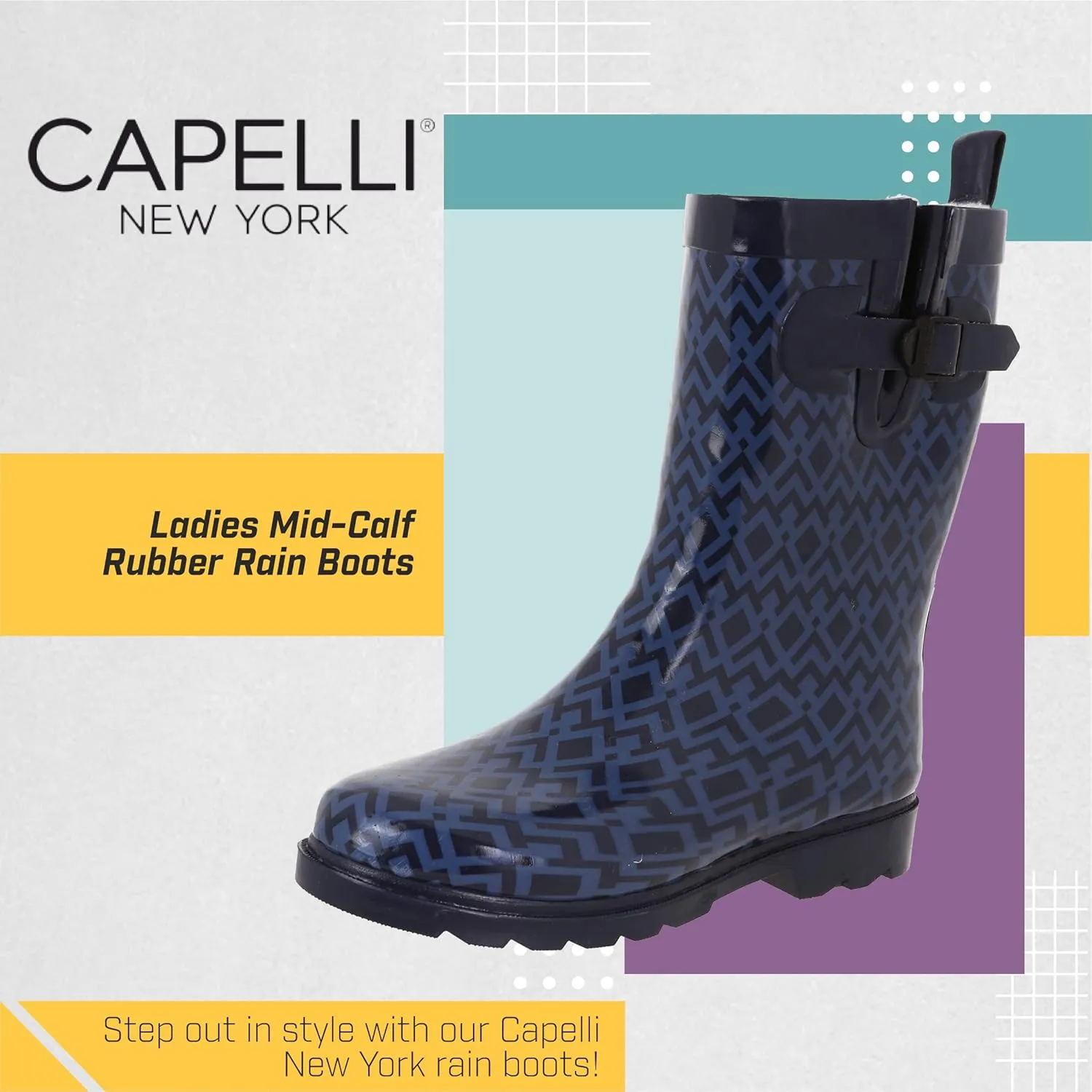 Capelli New York Ladies Mid-Calf Cozy Lined Rain Boots