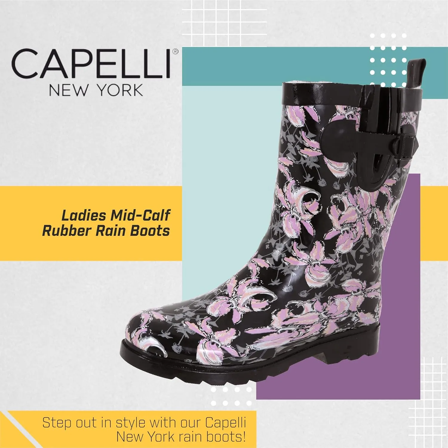 Capelli New York Ladies Mid-Calf Cozy Lined Rain Boots