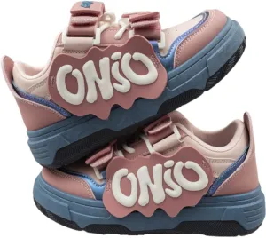 Cartoon Alphabet Shoes Walking Sneakers for Women Y2k Platform Shoes for Women Spring Summer Vacation (Pink & Blue,4)
