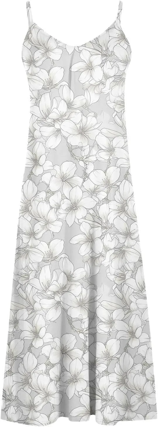 Ceboyel Summer Sundresses for Women 2024 Trendy Casual Floral Sun Dresses Spaghetti Strap Beach Maxi Dress Vacation Outfits