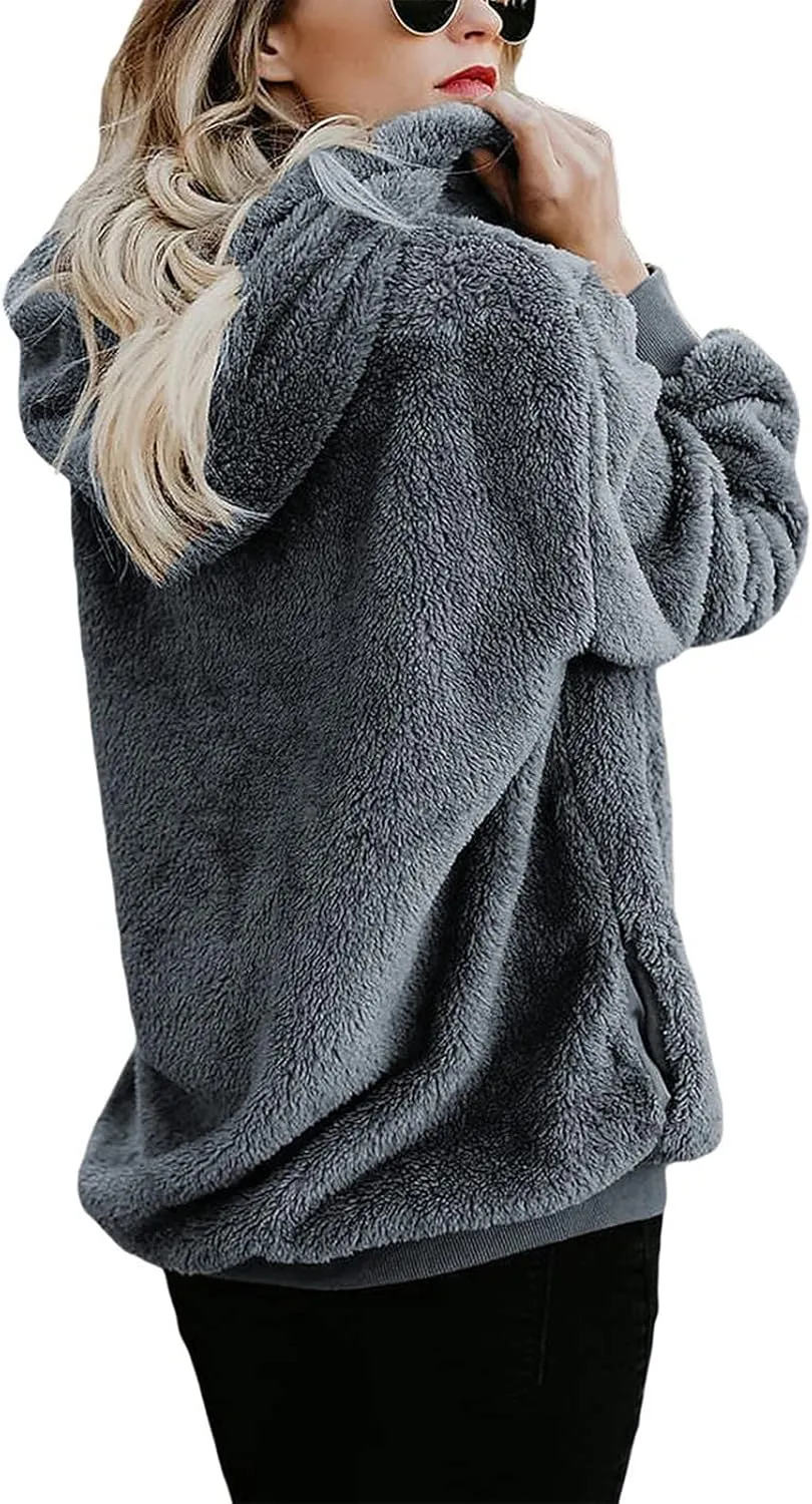 Century Star Womens Fuzzy Hoodies Pullover Sport Hoodie Cozy Oversized Pockets Hooded Sweatshirt Athletic Fleece Hoodies