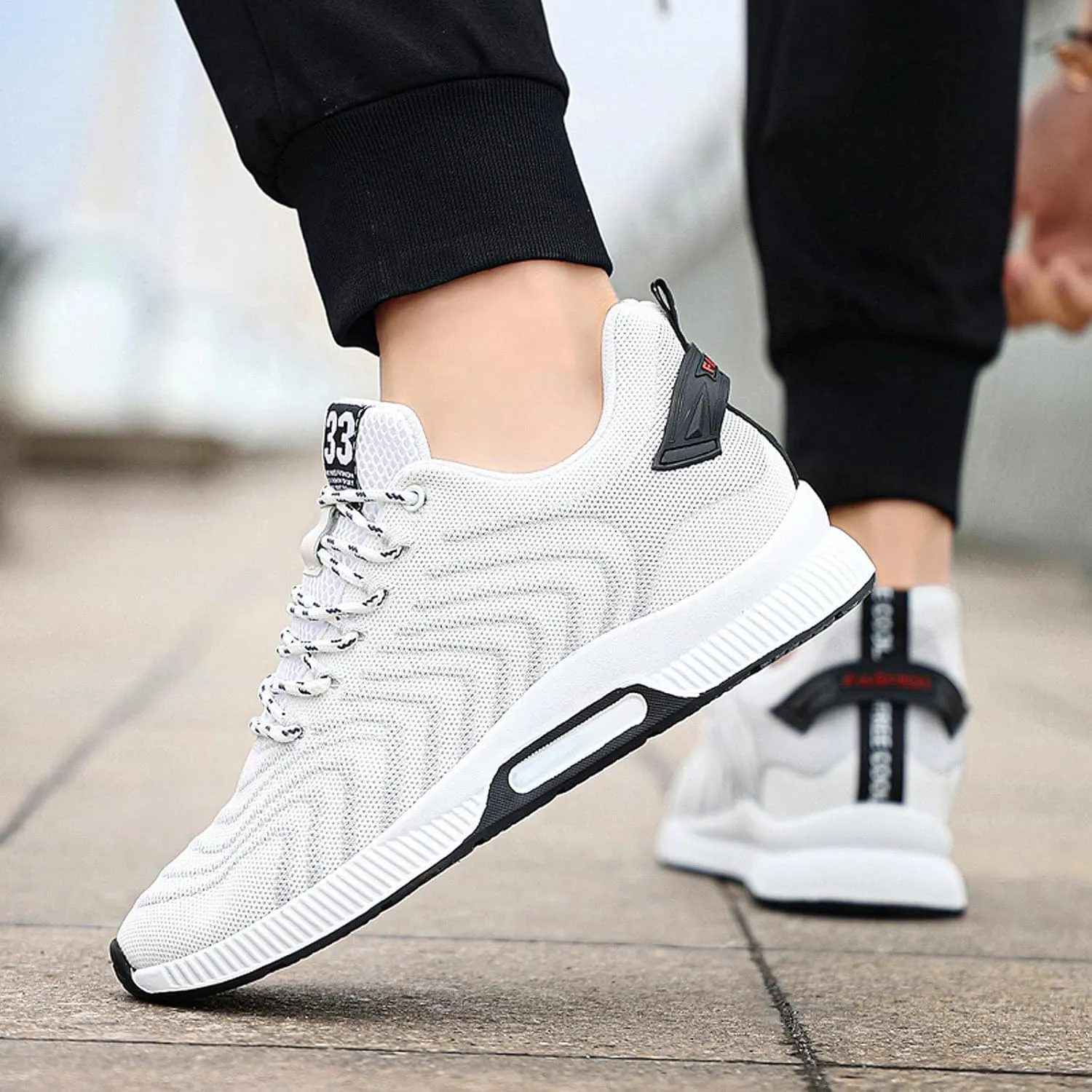 CERYTHRINA Men Elevator Sneakers Invisible Height Increasing Elevator Shoes Sports Shoes 2.36 Inches Breathable Lace up Sneakers