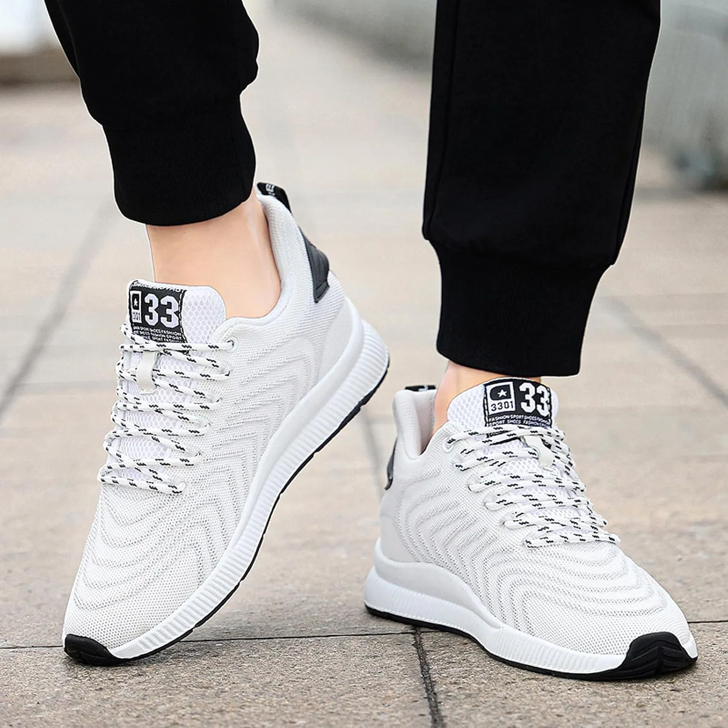 CERYTHRINA Men Elevator Sneakers Invisible Height Increasing Elevator Shoes Sports Shoes 2.36 Inches Breathable Lace up Sneakers