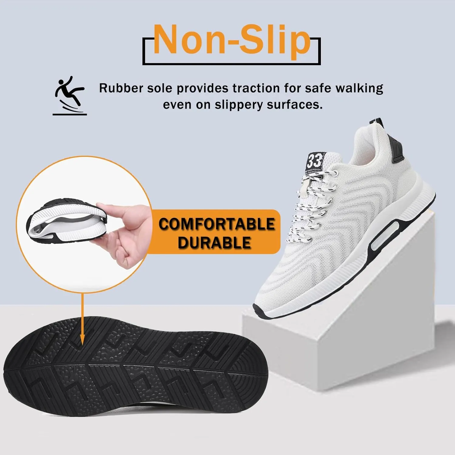 CERYTHRINA Men Elevator Sneakers Invisible Height Increasing Elevator Shoes Sports Shoes 2.36 Inches Breathable Lace up Sneakers
