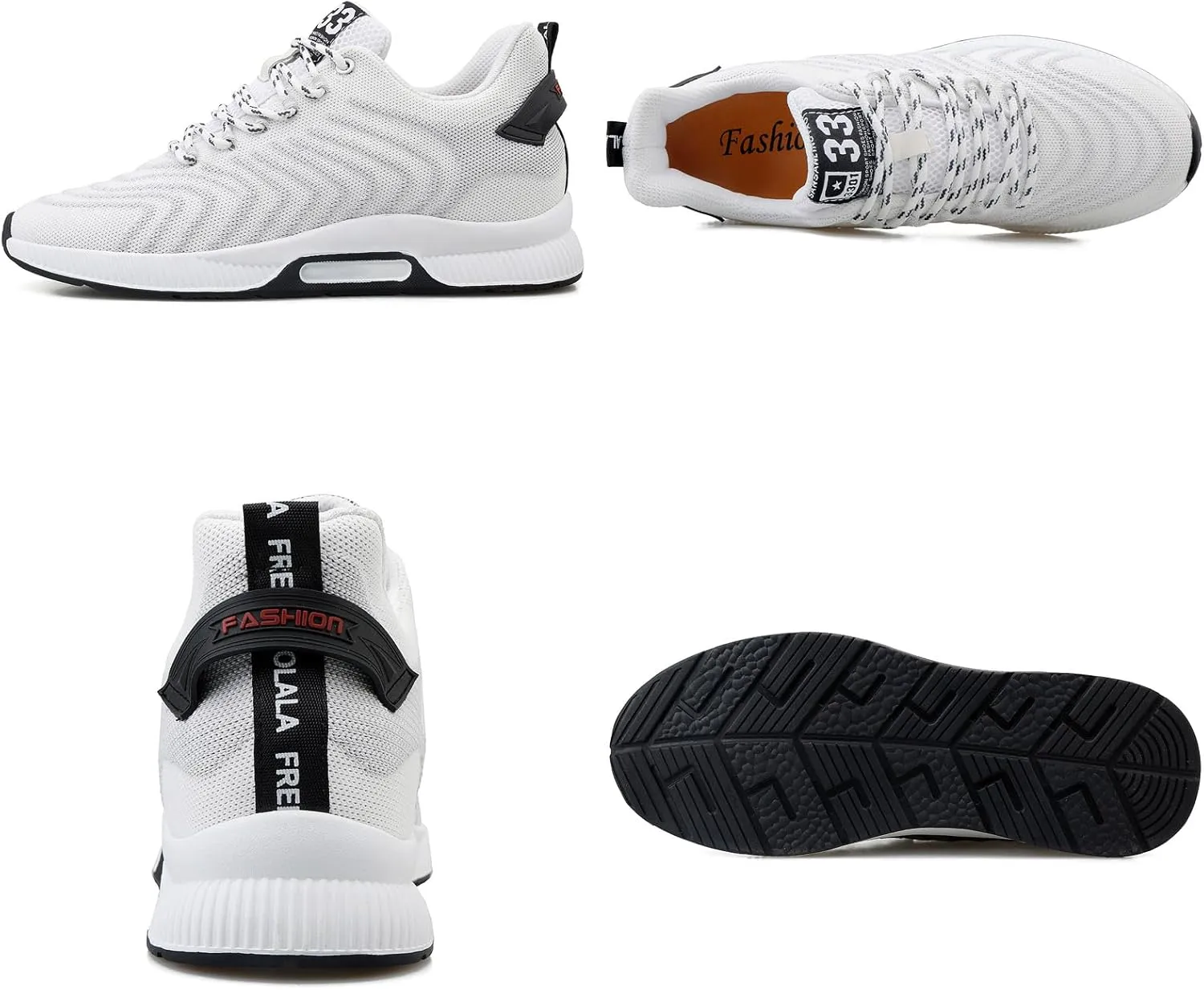CERYTHRINA Men Elevator Sneakers Invisible Height Increasing Elevator Shoes Sports Shoes 2.36 Inches Breathable Lace up Sneakers