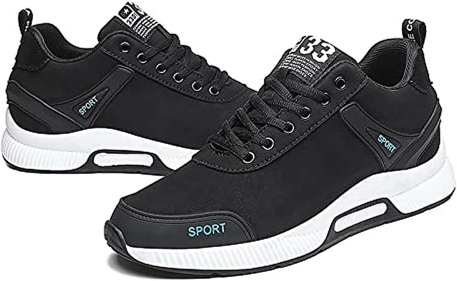 CERYTHRINA Men's Invisible Height Increasing Elevator Shoes 2.36 Inches Taller Lace-up Leather Lightweight Hip Hop Fashion Sneakers