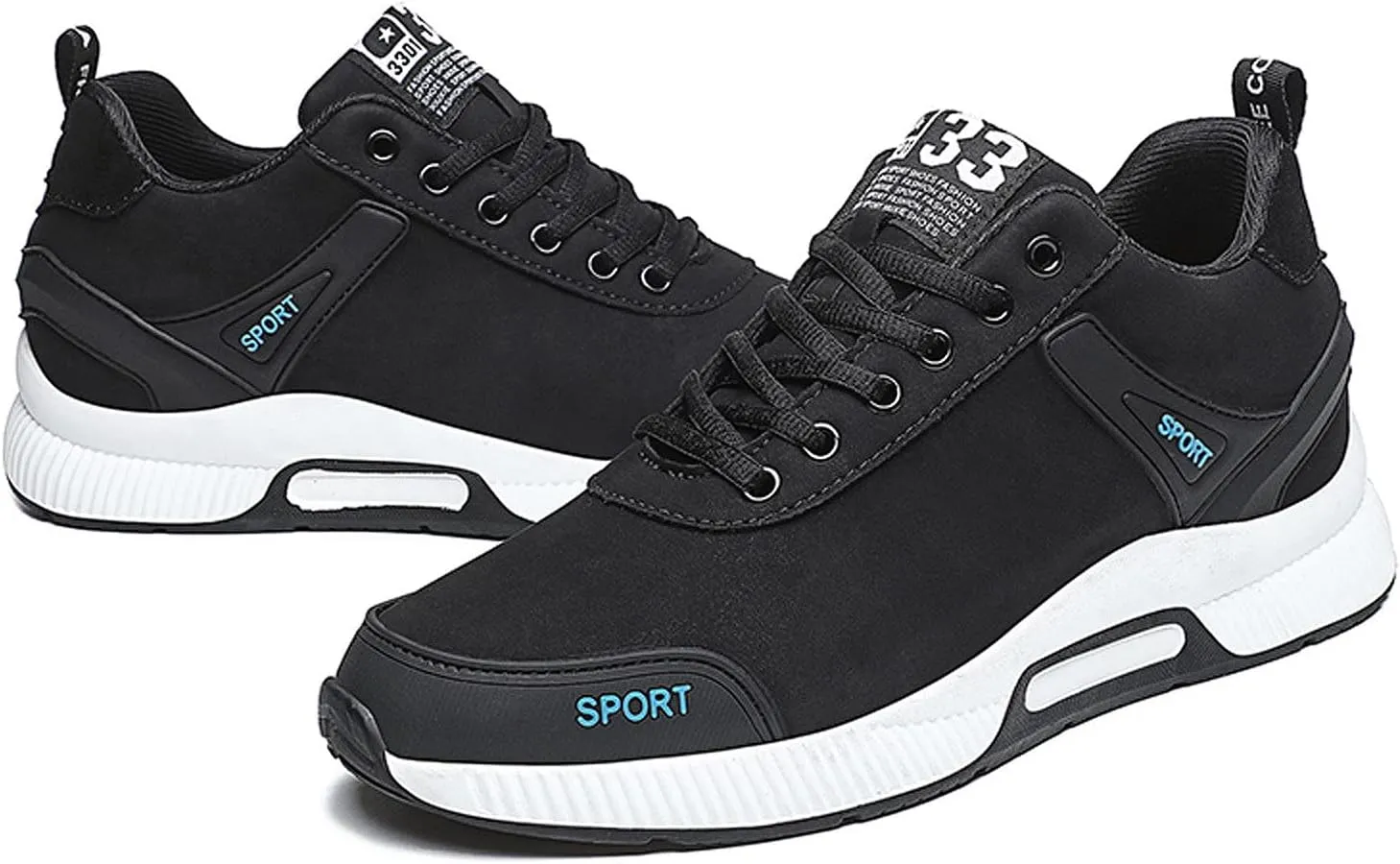 CERYTHRINA Men's Invisible Height Increasing Elevator Shoes 2.36 Inches Taller Lace-up Leather Lightweight Hip Hop Fashion Sneakers