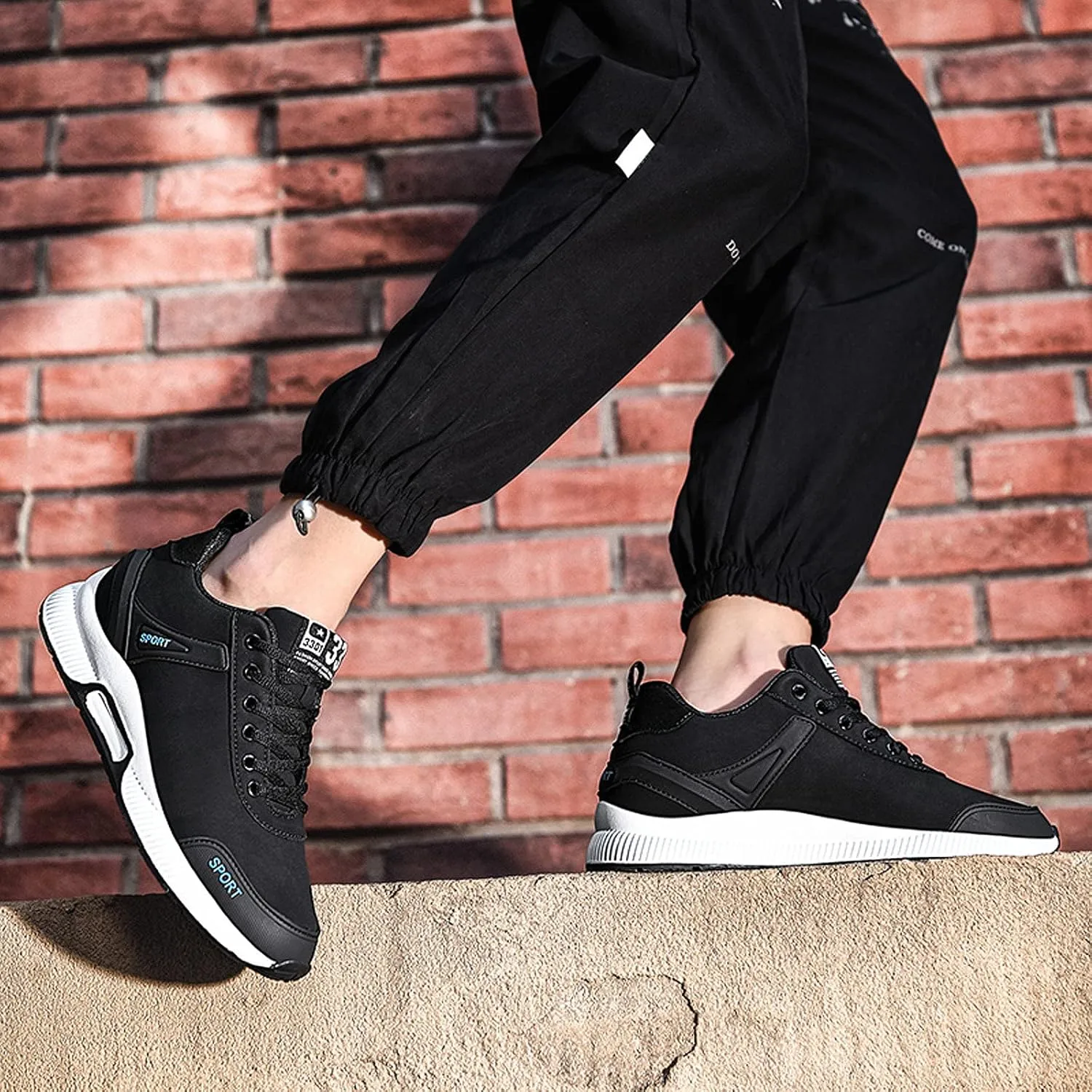 CERYTHRINA Men's Invisible Height Increasing Elevator Shoes 2.36 Inches Taller Lace-up Leather Lightweight Hip Hop Fashion Sneakers