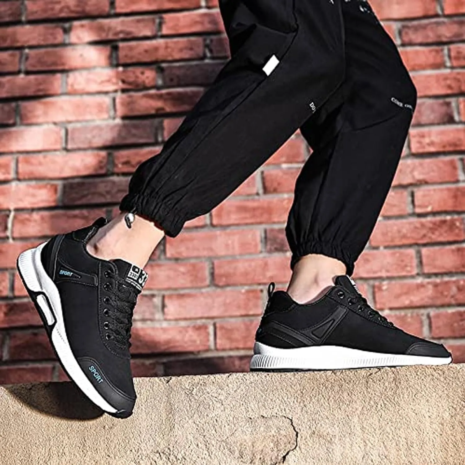CERYTHRINA Men's Invisible Height Increasing Elevator Shoes 2.36 Inches Taller Lace-up Leather Lightweight Hip Hop Fashion Sneakers
