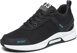 CERYTHRINA Men's Invisible Height Increasing Elevator Shoes 2.36 Inches Taller Lace-up Leather Lightweight Hip Hop Fashion Sneakers