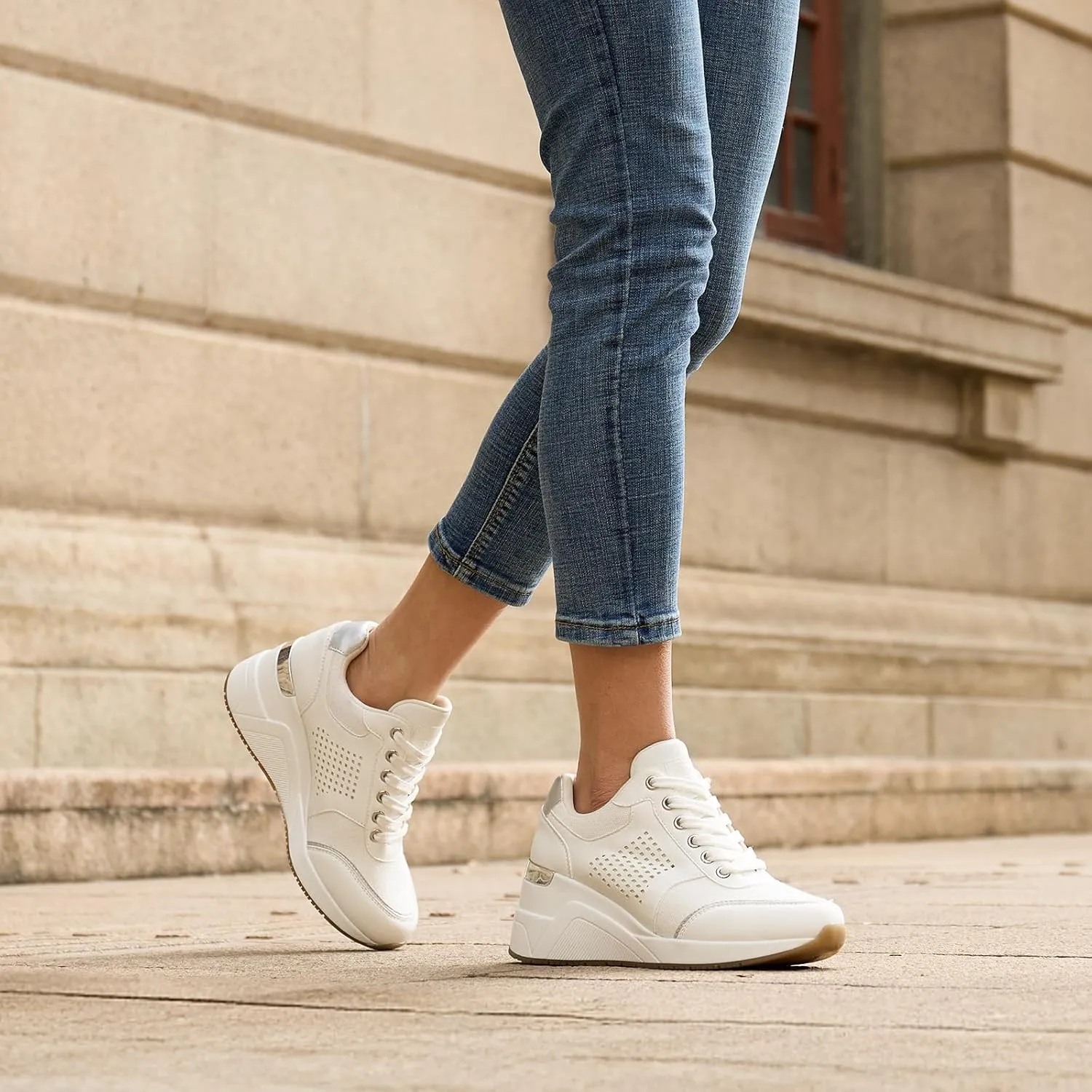 Cestfini Wedge Sneakers for Women - Wedge Tennis Shoes Non-Slip Women Fashion Sneakers