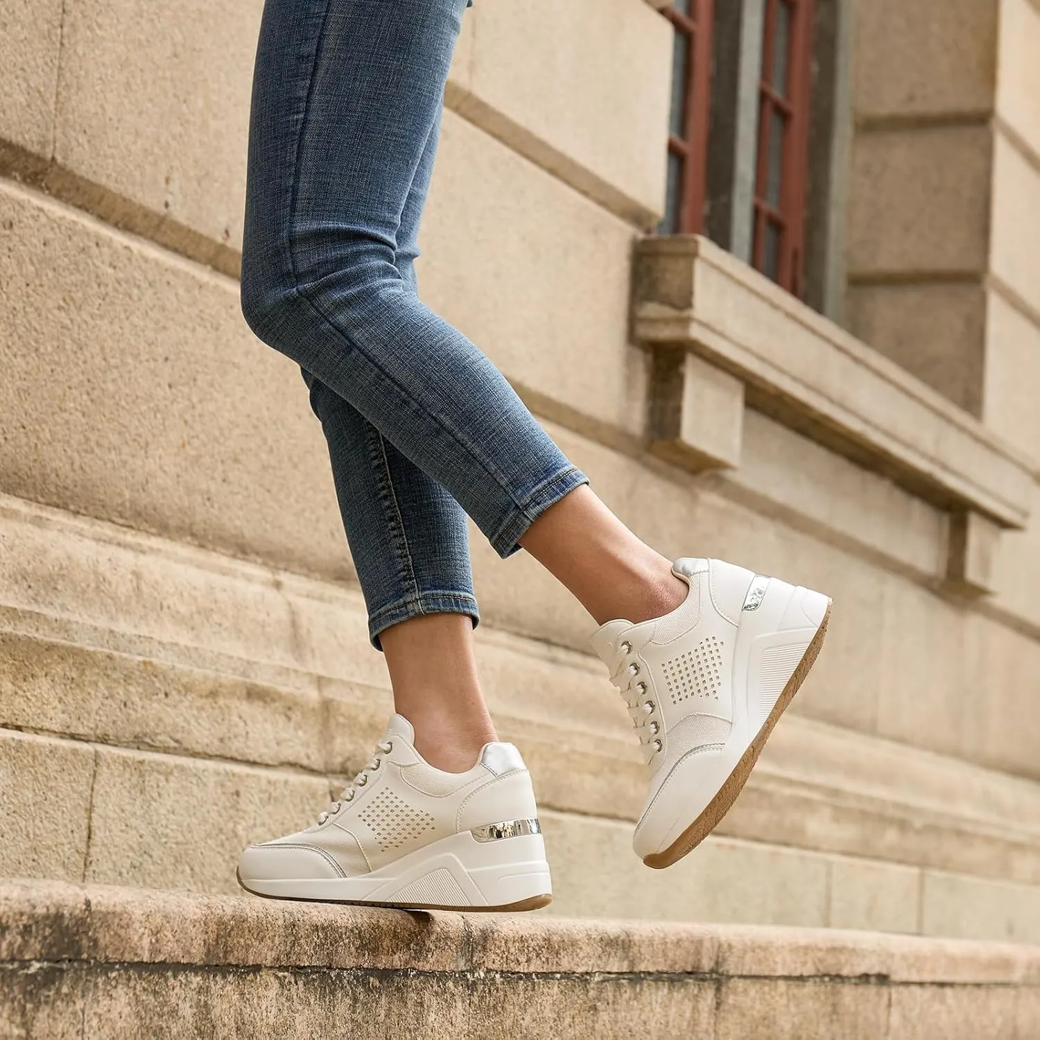 Cestfini Wedge Sneakers for Women - Wedge Tennis Shoes Non-Slip Women Fashion Sneakers