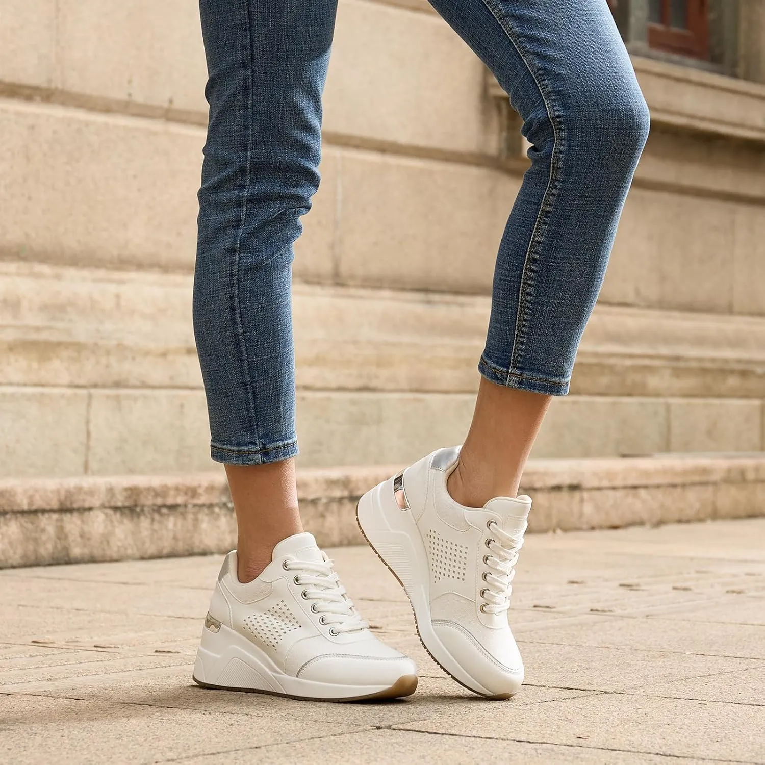Cestfini Wedge Sneakers for Women - Wedge Tennis Shoes Non-Slip Women Fashion Sneakers
