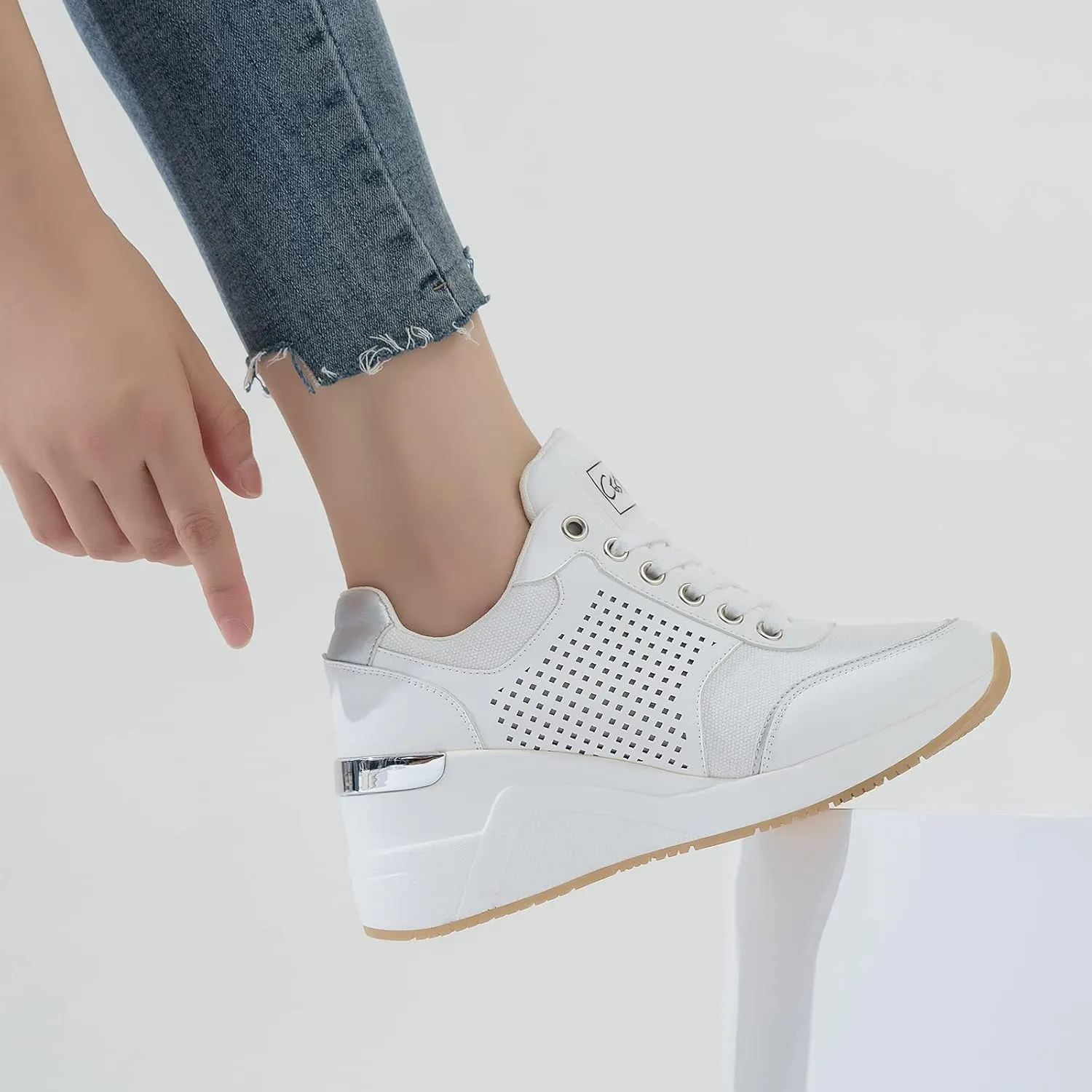 Cestfini Wedge Sneakers for Women - Wedge Tennis Shoes Non-Slip Women Fashion Sneakers