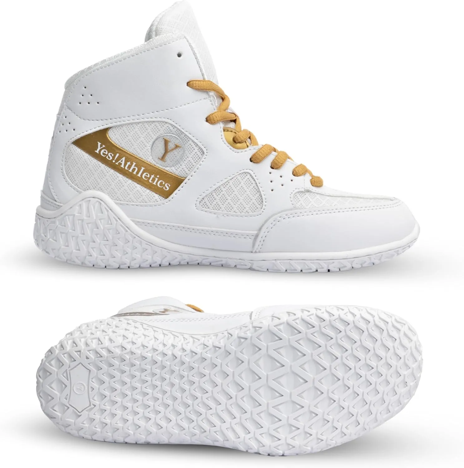 Champion2 Women's Wrestling Shoes, Boxing Shoes - Durable, Lightweight, Breathable Training Sneakers for MMA, Powerlifting, Weightlifting, Fitness - White Gold