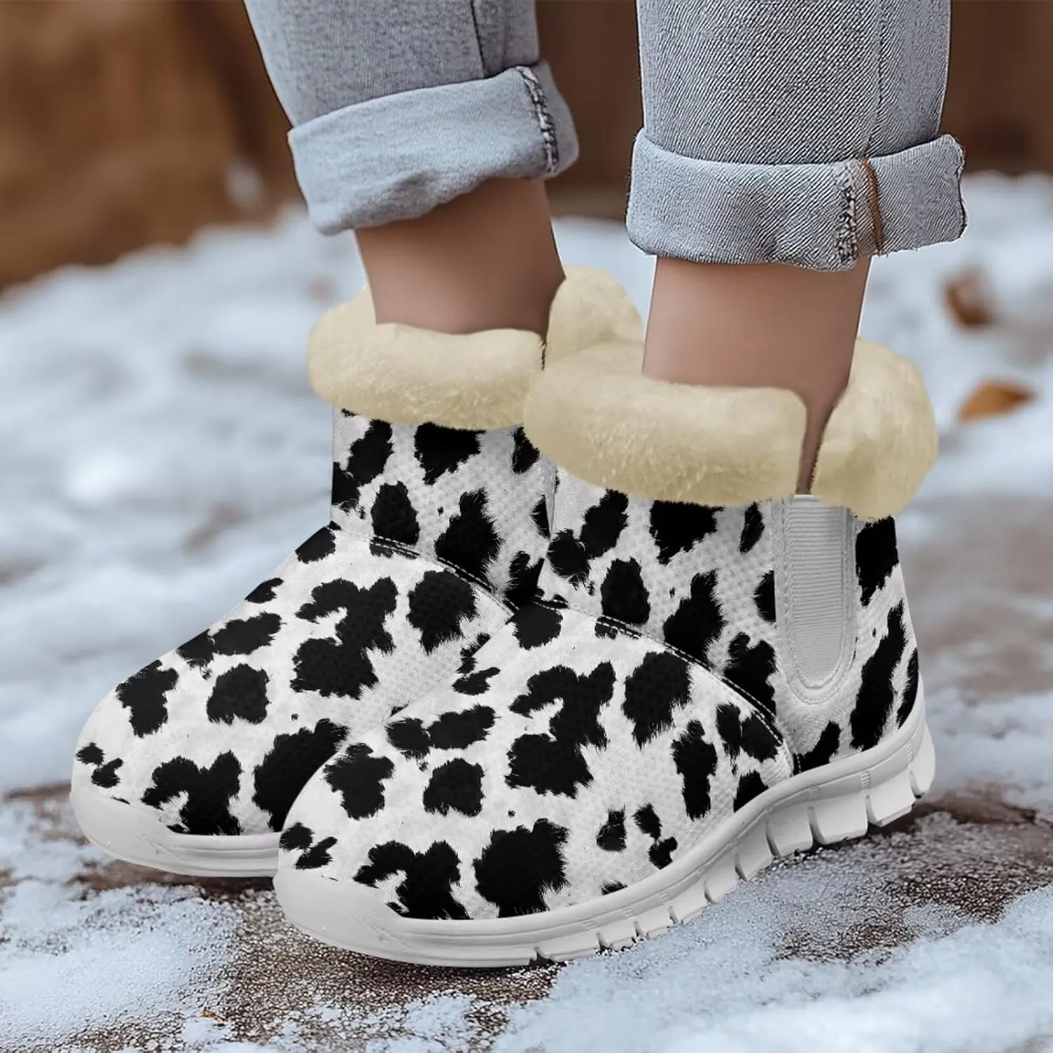 chaqlin Winter Boots Snow Boots Ankle Warm Slip Resistant Boots Flannel Fur Lined Comfy Cold Weather Outdoor Casual Boots
