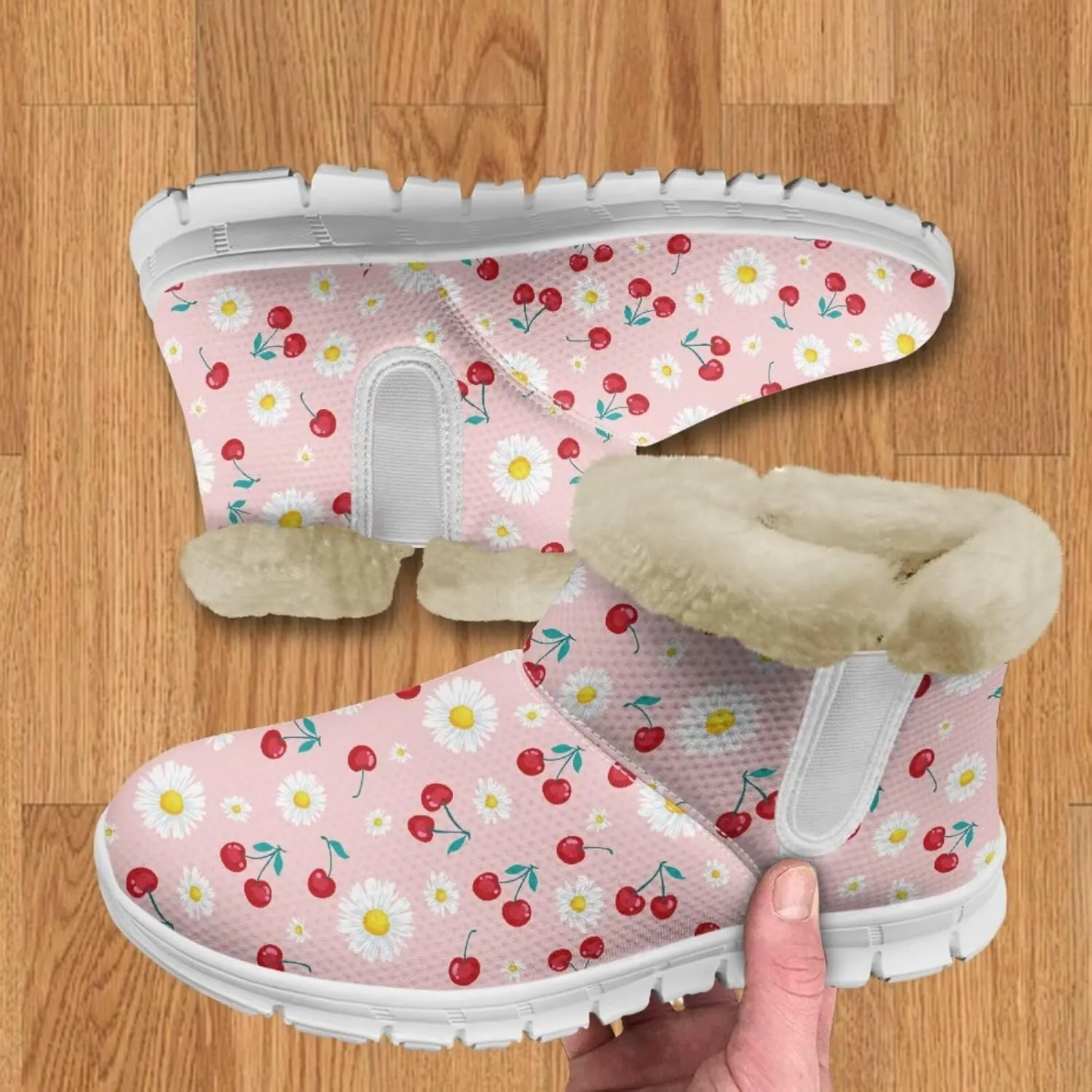 chaqlin Winter Snow Boots Flat Heels for Women Wide Non Slip Casual Outdoor Boots EVA Sole Cozy Lightweight Soft Flannel Plush Ankle Boots