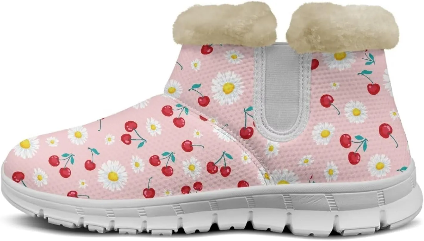 chaqlin Winter Snow Boots Flat Heels for Women Wide Non Slip Casual Outdoor Boots EVA Sole Cozy Lightweight Soft Flannel Plush Ankle Boots
