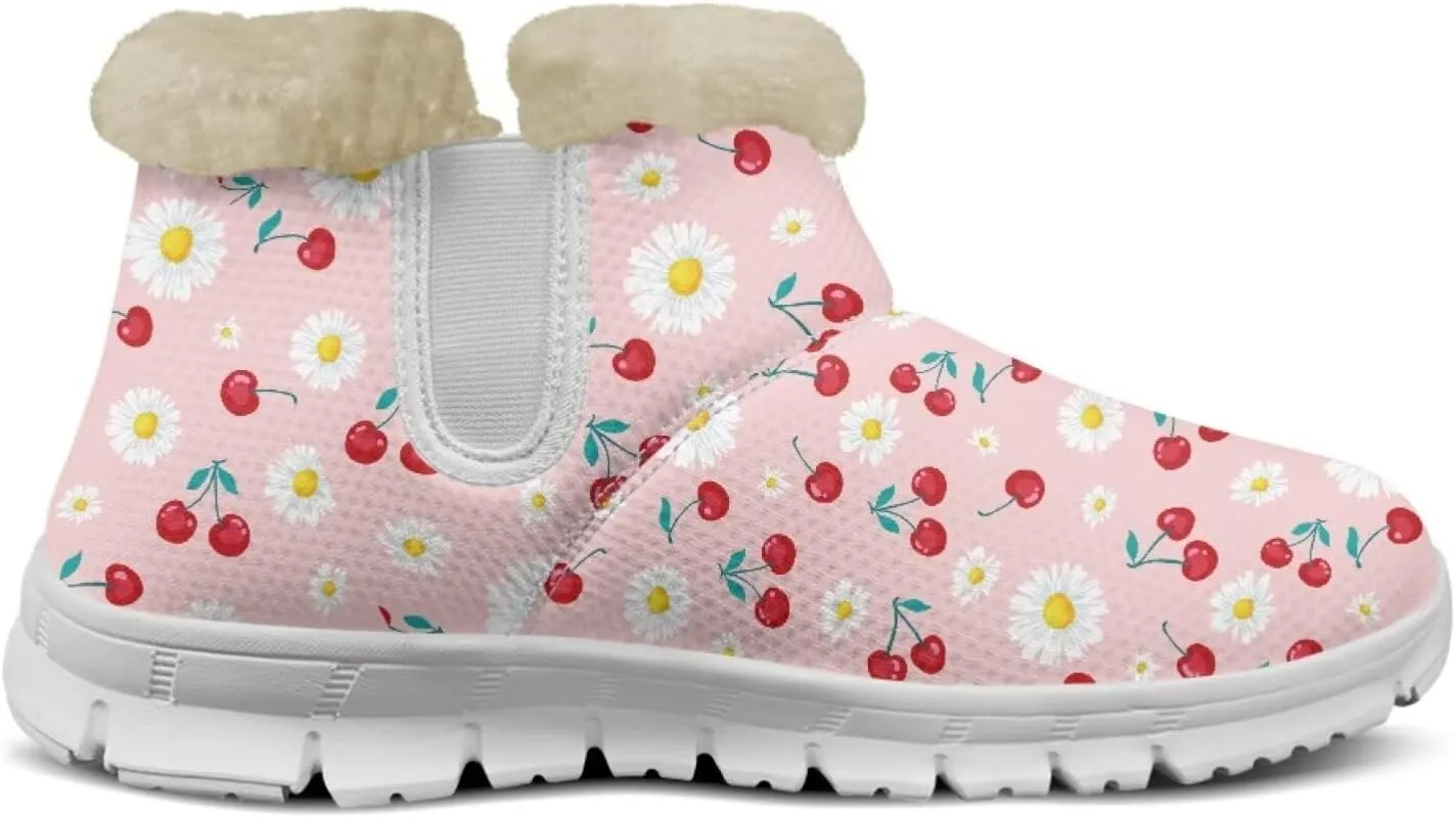 chaqlin Winter Snow Boots Flat Heels for Women Wide Non Slip Casual Outdoor Boots EVA Sole Cozy Lightweight Soft Flannel Plush Ankle Boots