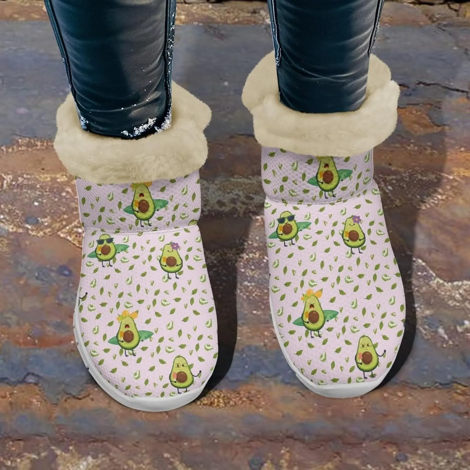 chaqlin Winter Snow Boots Flat Heels for Women Wide Non Slip Casual Outdoor Boots EVA Sole Cozy Lightweight Soft Flannel Plush Ankle Boots