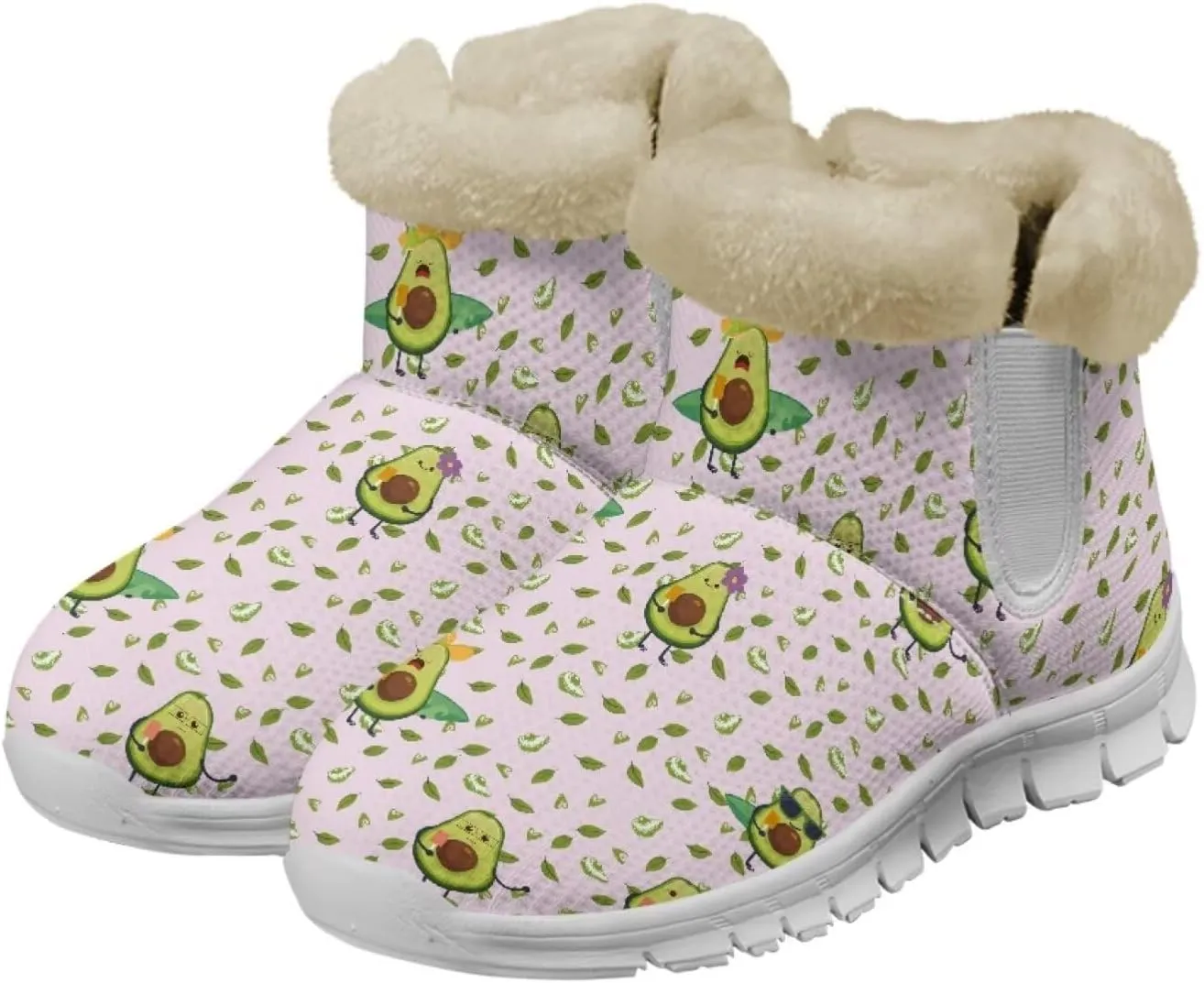 chaqlin Winter Snow Boots Flat Heels for Women Wide Non Slip Casual Outdoor Boots EVA Sole Cozy Lightweight Soft Flannel Plush Ankle Boots