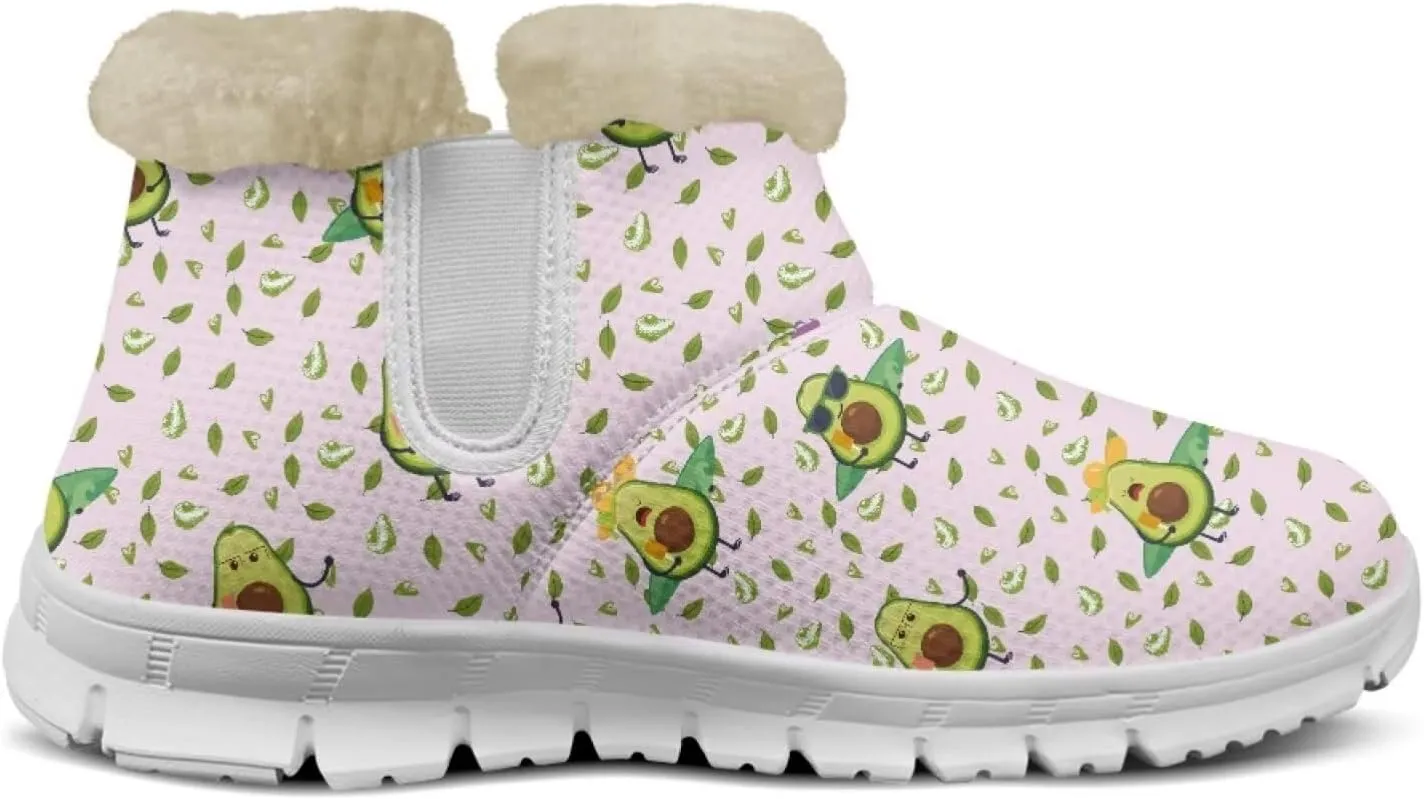 chaqlin Winter Snow Boots Flat Heels for Women Wide Non Slip Casual Outdoor Boots EVA Sole Cozy Lightweight Soft Flannel Plush Ankle Boots