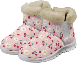 chaqlin Winter Snow Boots Flat Heels for Women Wide Non Slip Casual Outdoor Boots EVA Sole Cozy Lightweight Soft Flannel Plush Ankle Boots