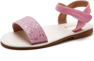 Charmivy Girls Sandals Braided Upper Flat Dress Sandals Round Open Toe Summer Shoes Little Kid/Big Kid