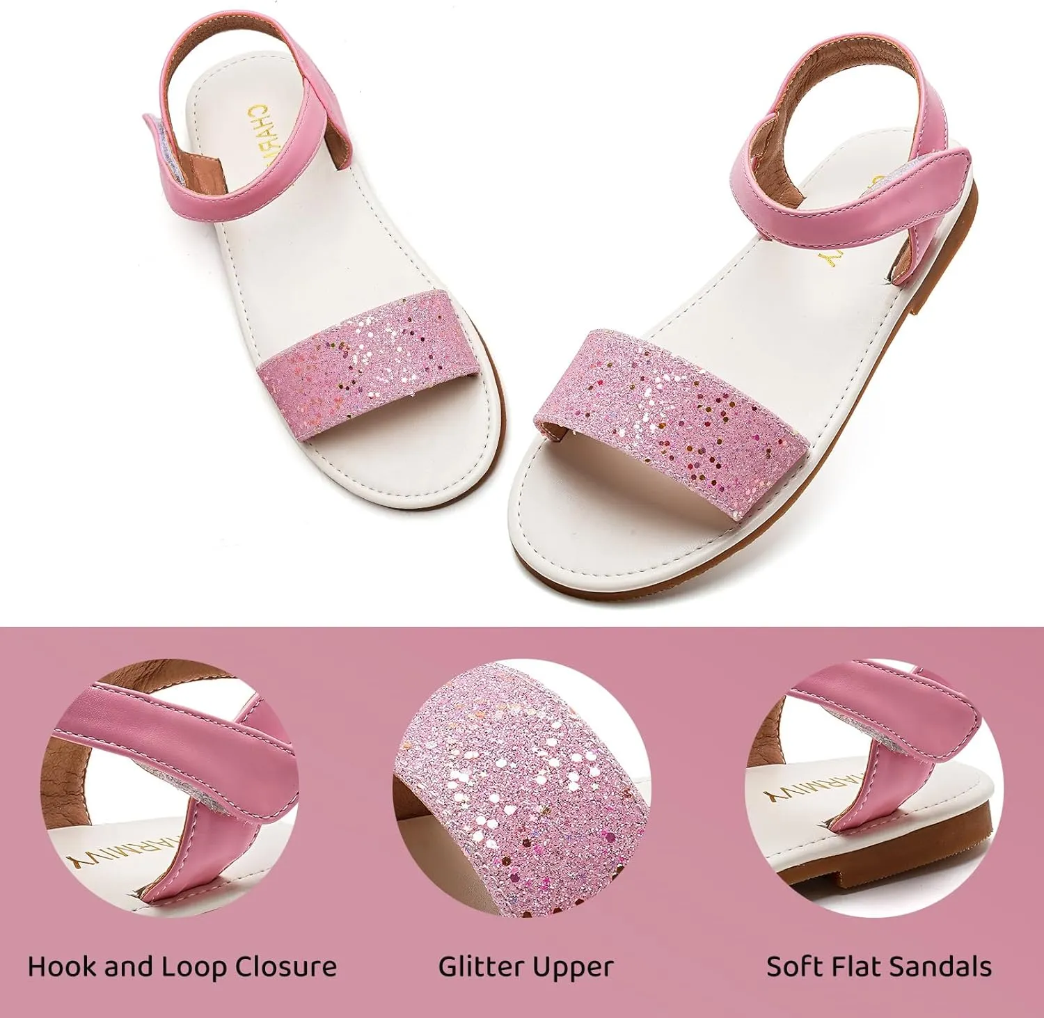 Charmivy Girls Sandals Braided Upper Flat Dress Sandals Round Open Toe Summer Shoes Little Kid/Big Kid