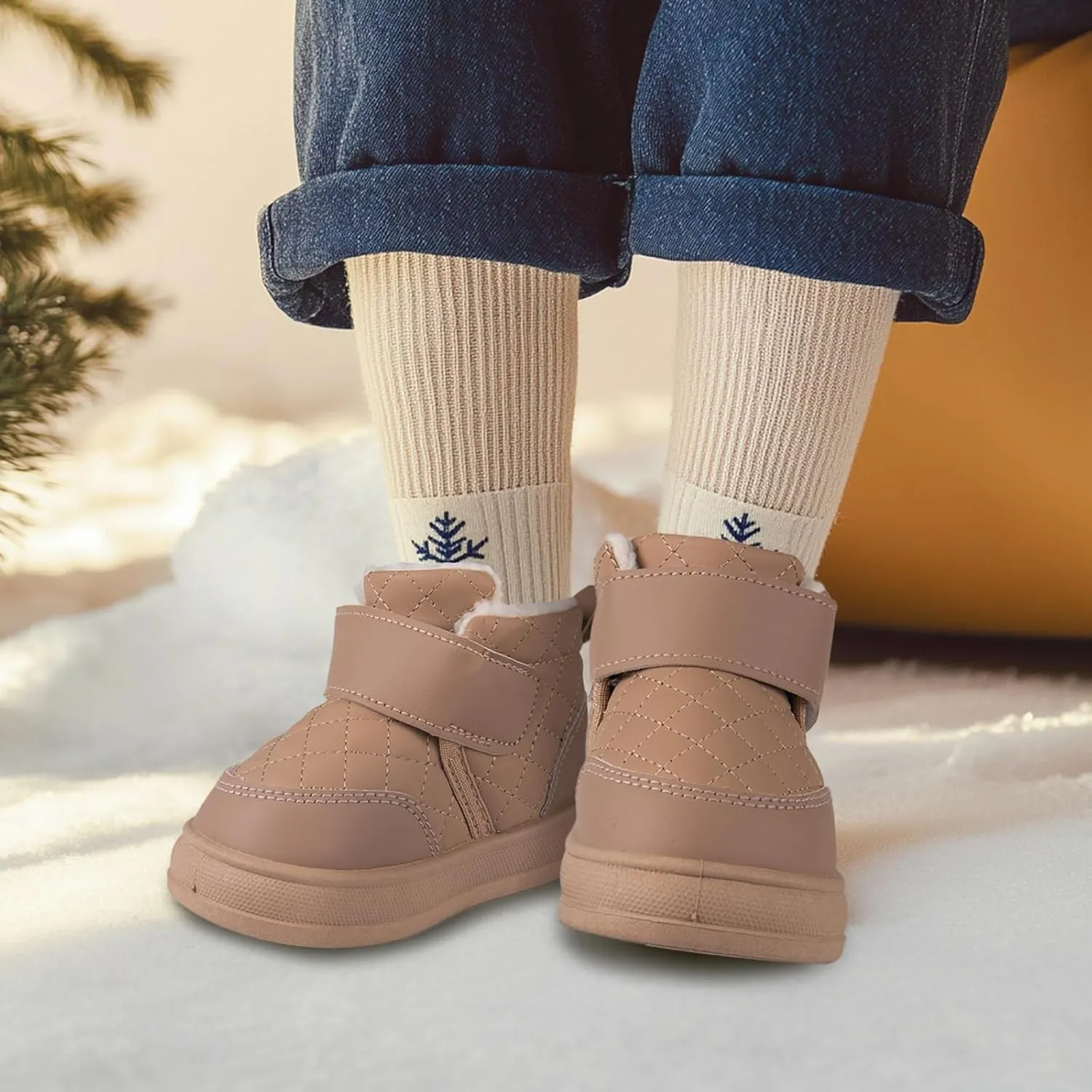 Charrost Baby Toddler Boy Girl Snow Winter boots Size 5 Toddler Ankle boots 12-18Months Waterproof&Water-resistant Warm Wide Barefoot Girls Boys Infant Black Winter shoes