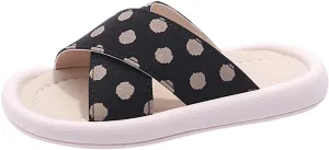 Children Girls Sandals Polka Dot Rubber Soft Bottom Casual Shoes Open Toe Outside Wear Slippers for Girls Size 5 (Black, 7 Toddler)