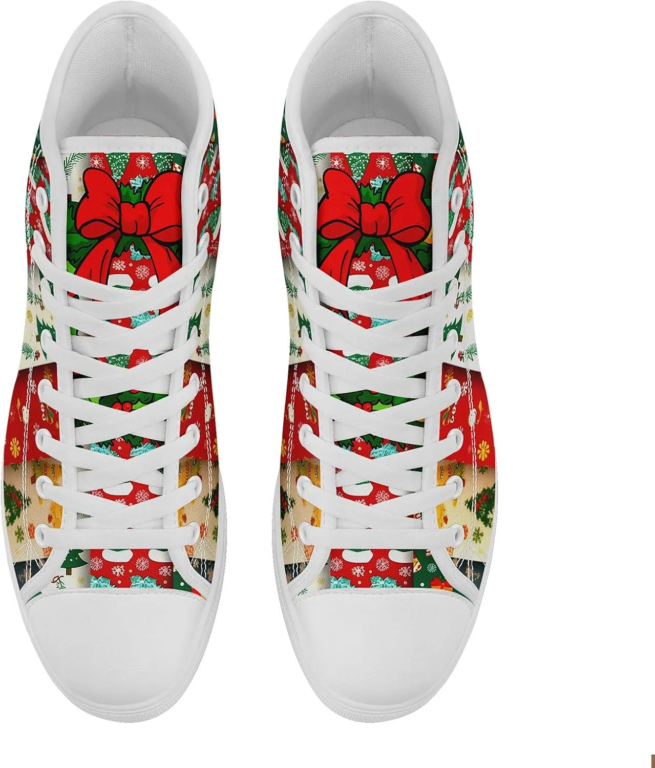 Christmas High-Top Sneakers for Womens Girls,Holiday-Themed Canvas Shoes Comfortable Casul high Tops,Xmas Gift