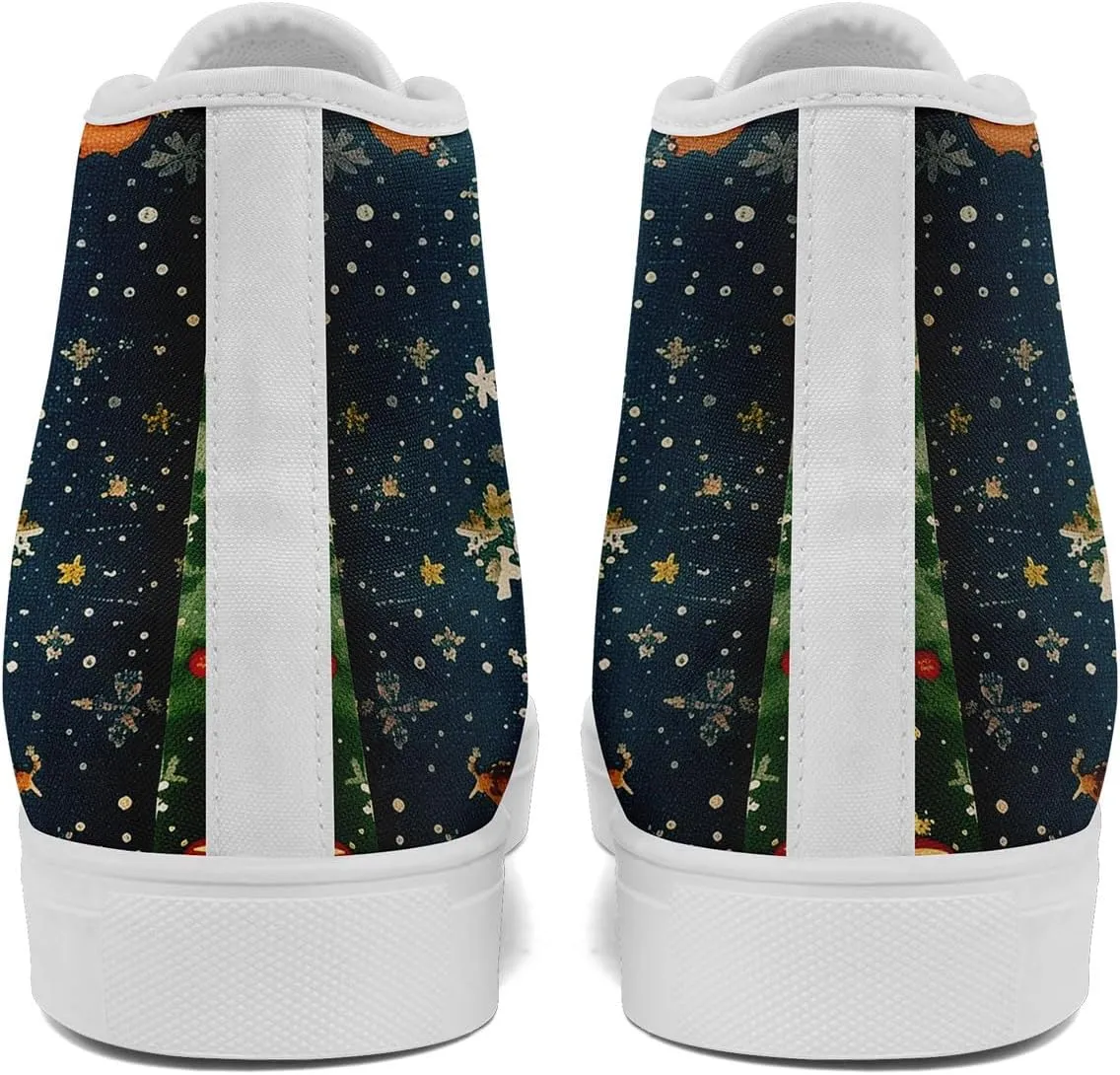 Christmas High-Top Sneakers for Womens Girls,Holiday-Themed Canvas Shoes Comfortable Casul high Tops,Xmas Gift