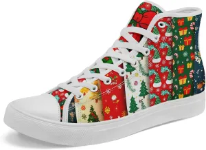 Christmas High-Top Sneakers for Womens Girls,Holiday-Themed Canvas Shoes Comfortable Casul high Tops,Xmas Gift