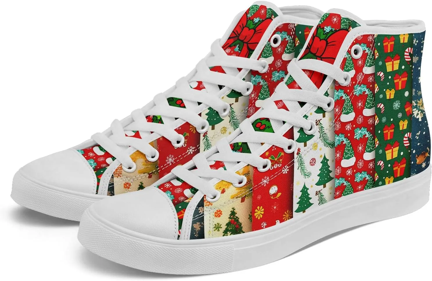 Christmas High-Top Sneakers for Womens Girls,Holiday-Themed Canvas Shoes Comfortable Casul high Tops,Xmas Gift