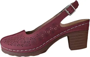 Chunky Heel Sandals for Women Closed Toe Buckle Ankle Strap Heeled Sandals Hollow Out Breathable High Heels, Summer Soft Comfortable Dress Shoes Slip On All Day Comfort