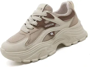 Chunky Platform Sneakers for Women Casual Tennis Walking Shoe Comfortable Breathable Durable Wedge Sneaker Fall Shoes