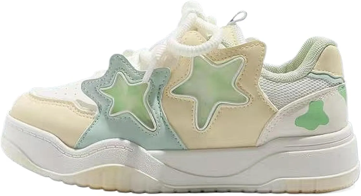 Chunky Platform Sneakers for Women Low-top Star Skate Walking Shoes Patchwork Cow Print Casual Students Back to School