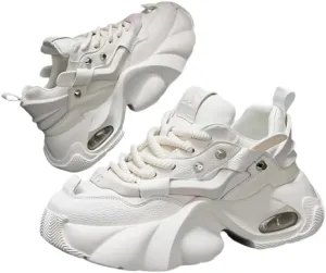 Chunky Sneakers for Man, 2024 Men's Fashion Sneakers - Durable, Platform, high-top Casual Shoes Durable Thick Sole Lace-Up Casual Shoes for Outdoor & Everyday Wear