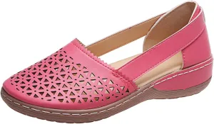 Closed Toe Sandals Women Hollow Casual Flats Orthotic Wedge Dressy Comfortable Shoes Beach Outdoor Walking Slippers Ballet Wedges Orthopedic Out Summer Carved Vintage Slip on Round Hollowed