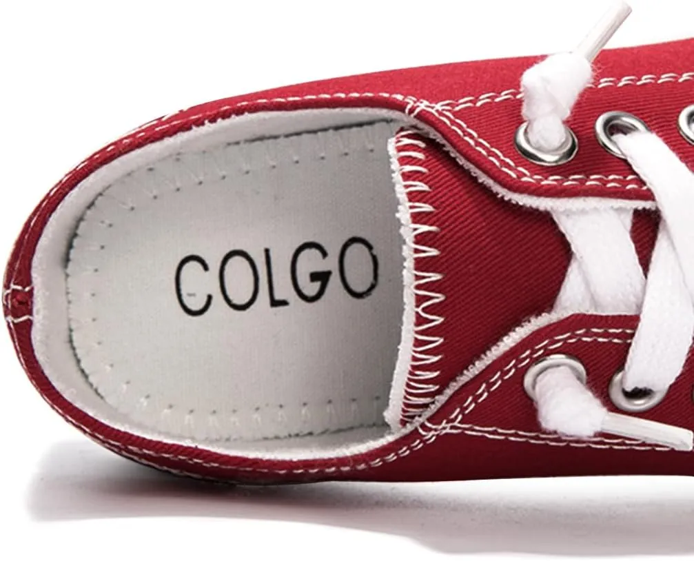 Colgo Boys Girls Sneakers Canvas Lace up Walking Shoes for Little Big Kids Size 11-6