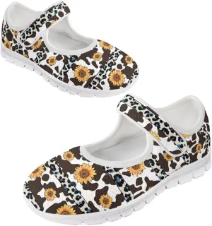 Coloranimal Mary Jane Flats Shoes for Women Casual Mary Jane Shoes Slip On Shoes Buckle Strap Round Toe Women's Flats Uniform Shoes Outdoor