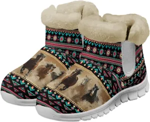 Coloranimal Womens Booties Winter Boots Womens Fuzzy Boots Winter Shoes Warm Fur Lined Snow Boots Ankle Boots Anti Skid Walking Boots
