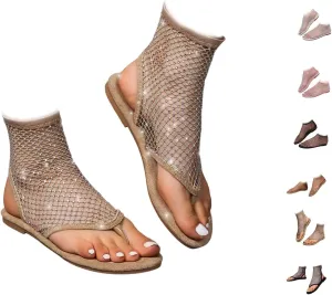 Comfortable Shiny Gem Mesh Flats,Ballet Flats for Women Sandals Women Dressy Summer Flat Shoes Slip On Sandals,Sexy Flat Cutout Sparkly Casual Wedding Dress Flats,Rhinestone Short Boots